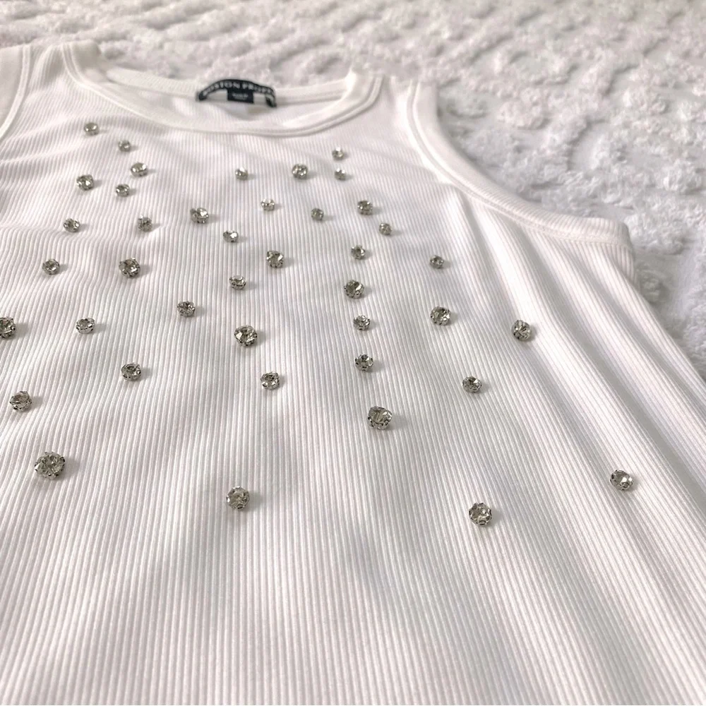 Boston Proper Rhinestone Embellished Rib Tank - Picture 5 of 10